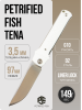 Нож Petrified Fish Tena, D2, Satin, G10 White Handle, PFB04WS